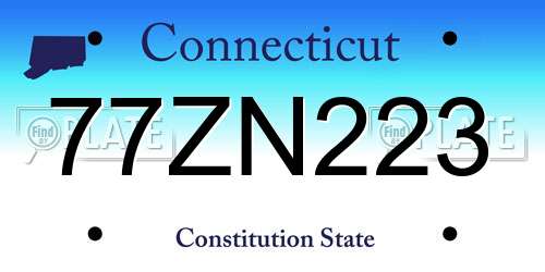 77ZN223 Connecticut License Plate