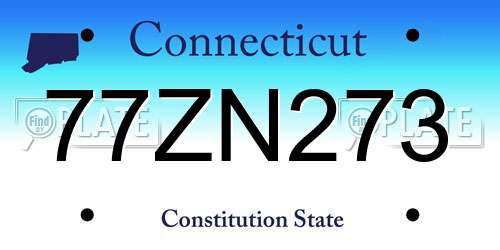 77ZN273 Connecticut License Plate