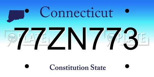 77ZN773 Connecticut License Plate