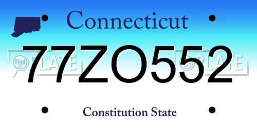 77ZO552 Connecticut License Plate