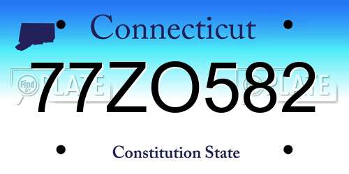 77ZO582 Connecticut License Plate
