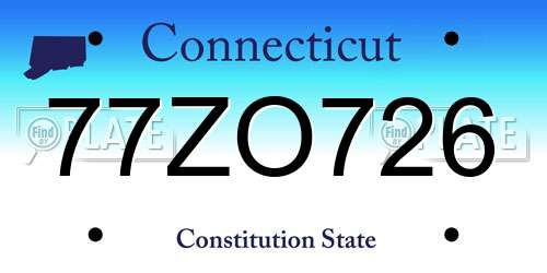 77ZO726 Connecticut License Plate