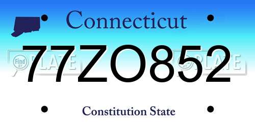 77ZO852 Connecticut License Plate