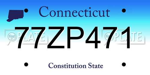 77ZP471 Connecticut License Plate