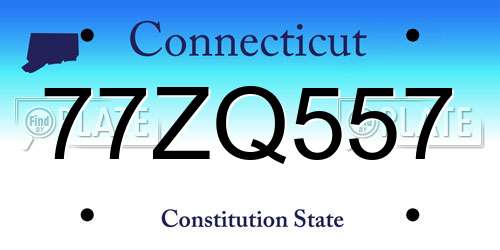 77ZQ557 Connecticut License Plate
