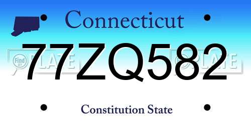 77ZQ582 Connecticut License Plate