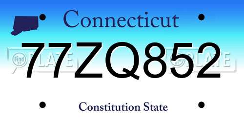 77ZQ852 Connecticut License Plate