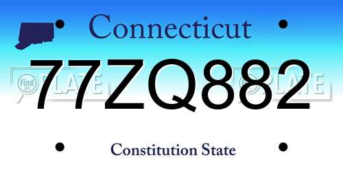 77ZQ882 Connecticut License Plate