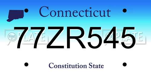 77ZR545 Connecticut License Plate
