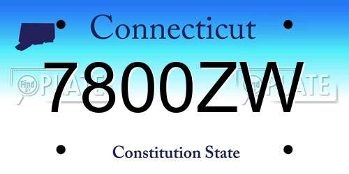 7800ZW Connecticut License Plate