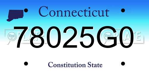 78025G0 Connecticut License Plate