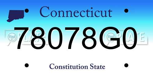 78078G0 Connecticut License Plate