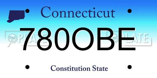 780OBE Connecticut License Plate