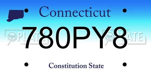 780PY8 Connecticut License Plate