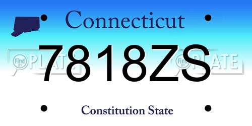 7818ZS Connecticut License Plate