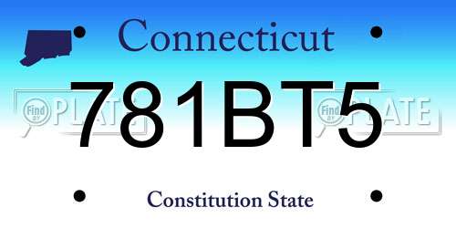 781BT5 Connecticut License Plate