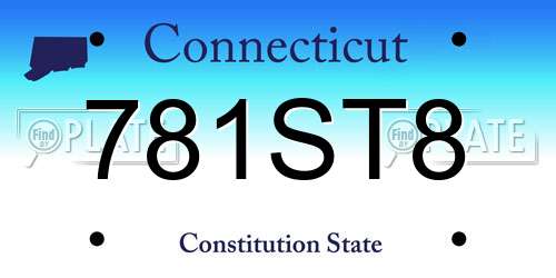 781ST8 Connecticut License Plate