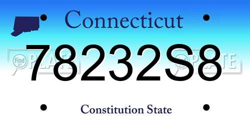 78232S8 Connecticut License Plate