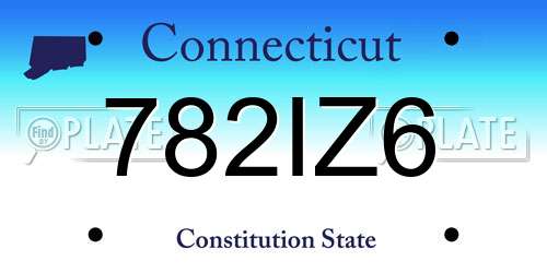 782IZ6 Connecticut License Plate
