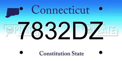 7832DZ Connecticut License Plate