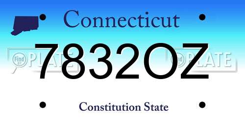 7832OZ Connecticut License Plate