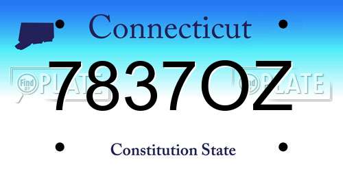 7837OZ Connecticut License Plate