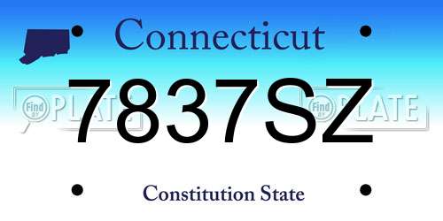 7837SZ Connecticut License Plate