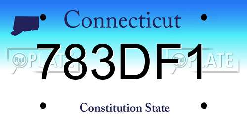 783DF1 Connecticut License Plate