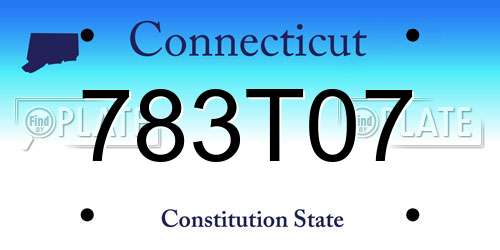 783T07 Connecticut License Plate