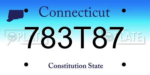783T87 Connecticut License Plate