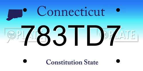 783TD7 Connecticut License Plate