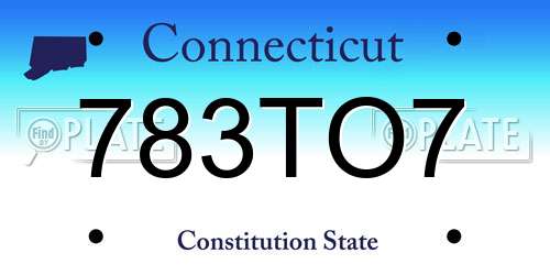 783TO7 Connecticut License Plate