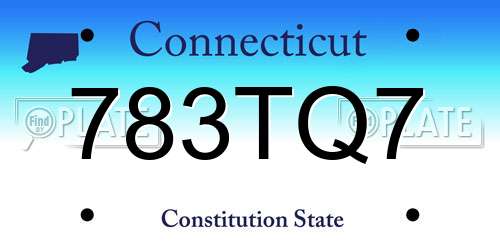783TQ7 Connecticut License Plate
