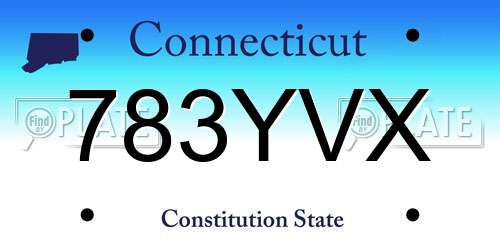 783YVX Connecticut License Plate