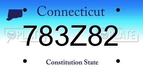 783Z82 Connecticut License Plate