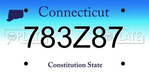783Z87 Connecticut License Plate