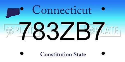 783ZB7 Connecticut License Plate