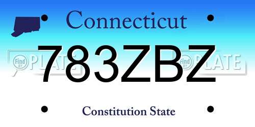 783ZBZ Connecticut License Plate