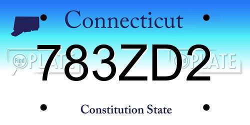 783ZD2 Connecticut License Plate