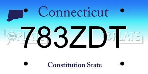 783ZDT Connecticut License Plate