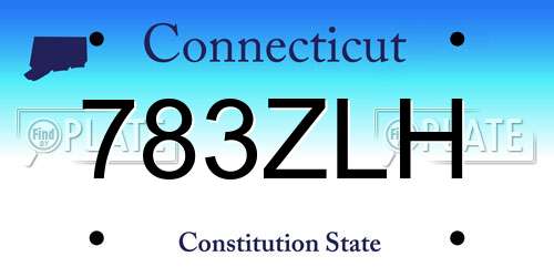 783ZLH Connecticut License Plate