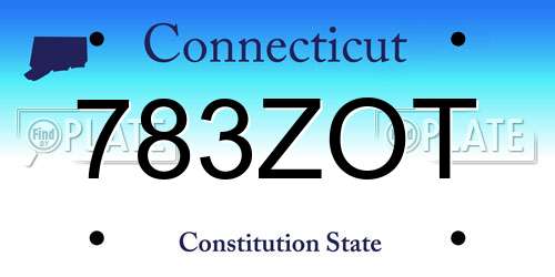 783ZOT Connecticut License Plate