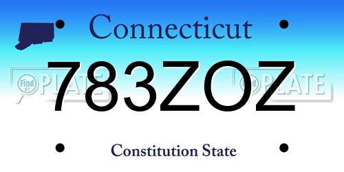 783ZOZ Connecticut License Plate
