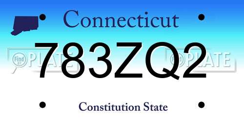 783ZQ2 Connecticut License Plate