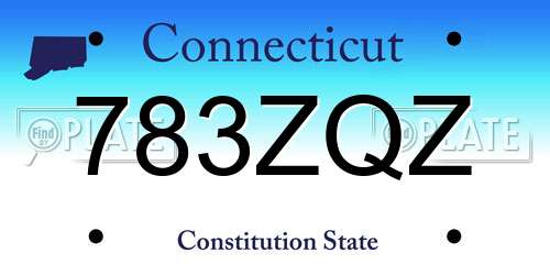 783ZQZ Connecticut License Plate