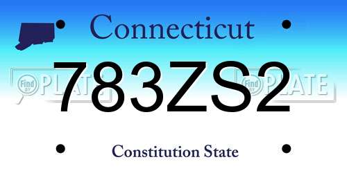 783ZS2 Connecticut License Plate