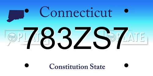 783ZS7 Connecticut License Plate