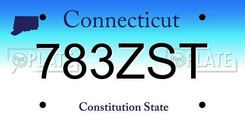 783ZST Connecticut License Plate