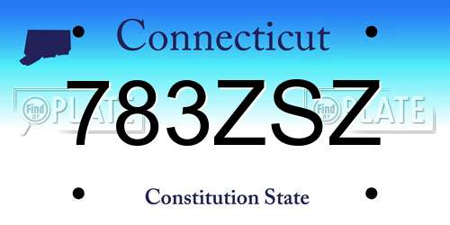 783ZSZ Connecticut License Plate