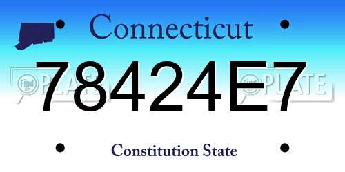 78424E7 Connecticut License Plate